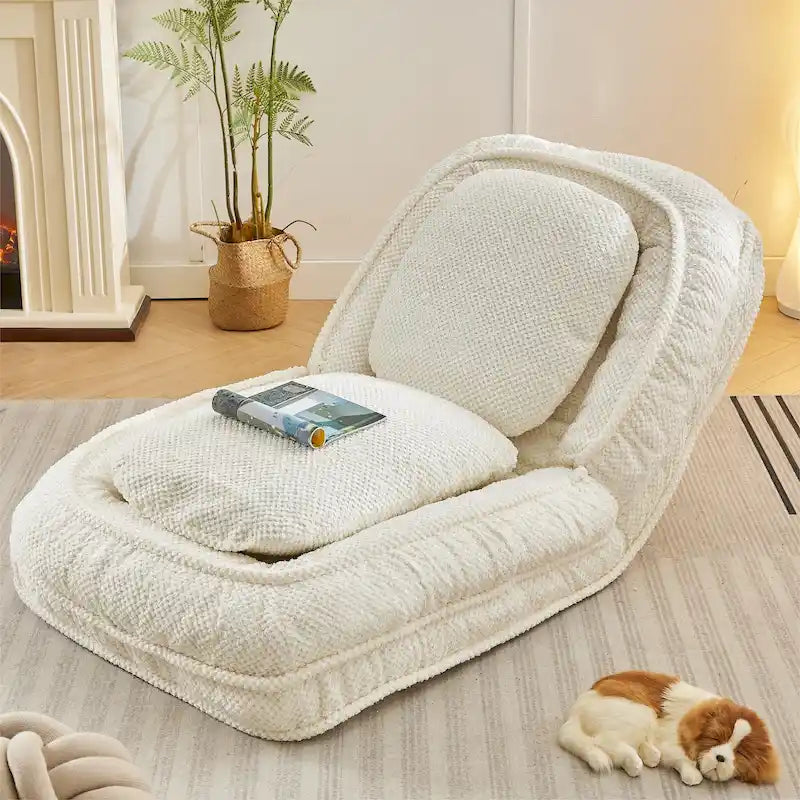 Chaise longue regolabile bianca da 47.8 con schienale alto
