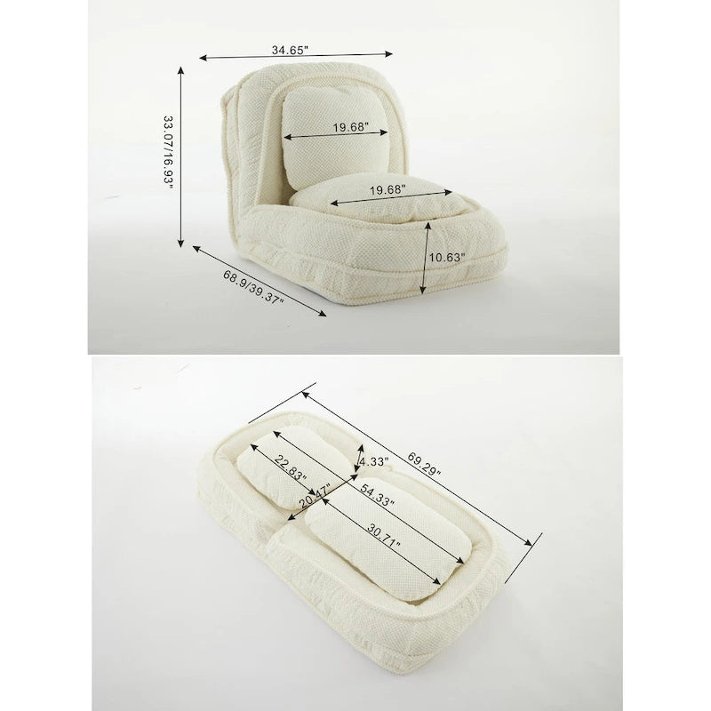 Chaise longue regolabile bianca da 47.8 con schienale alto