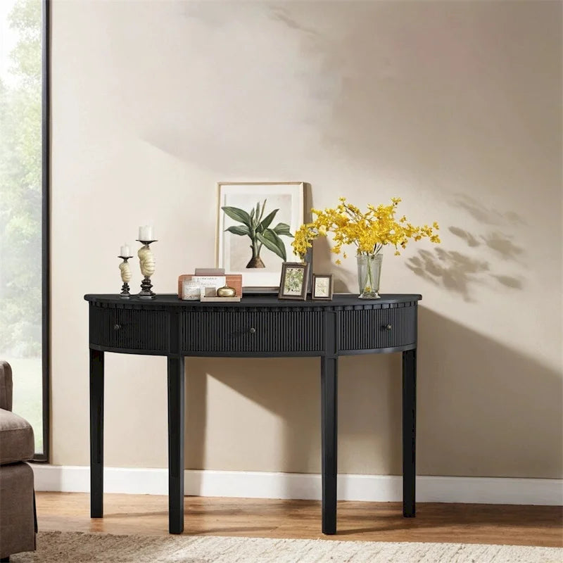 Pine Veneer Entryway Console Table with 3 Storage Drawers