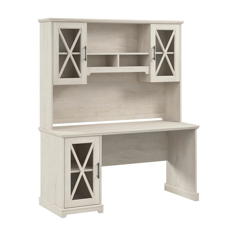 Farmhouse Desk with Hutch and Storage Cabinet