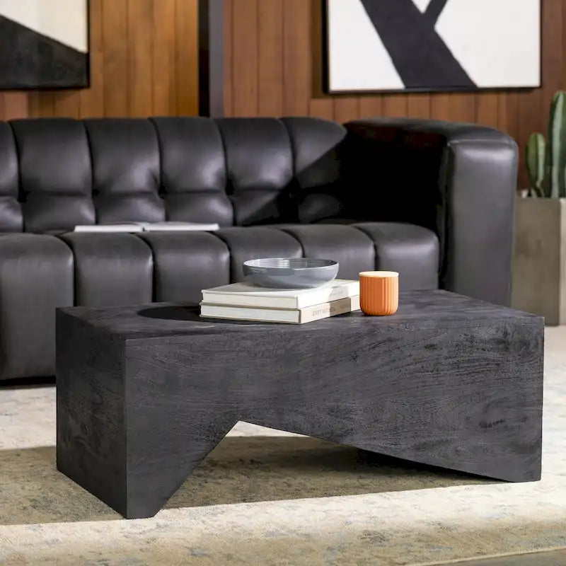 Modern Solid Wood Coffee Table 15H × 39W × 22D Inches