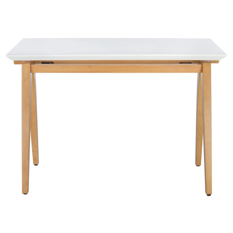 Mahogany Wood A-Frame Writing Desk, White Finish