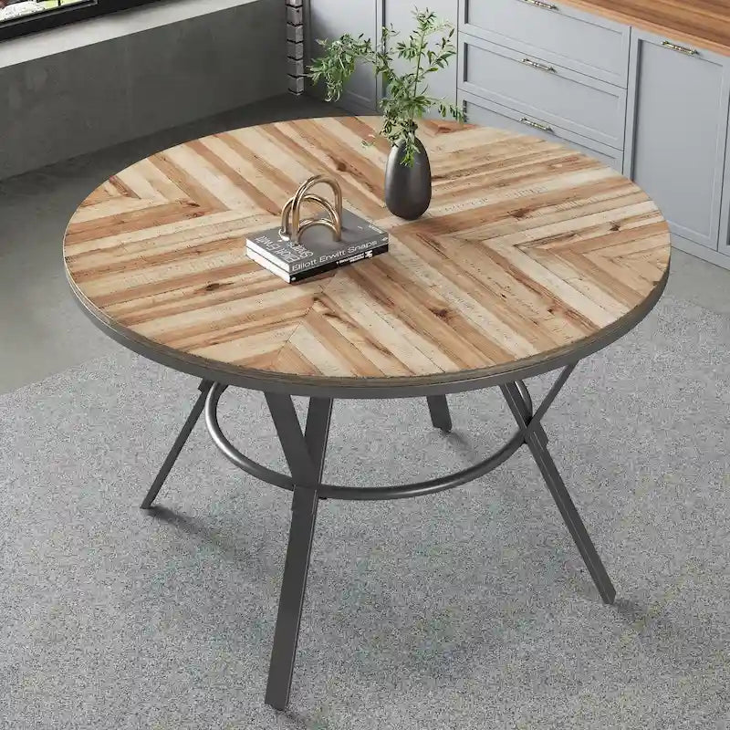 Table ronde de salle à manger d'intérieur avec pieds en métal