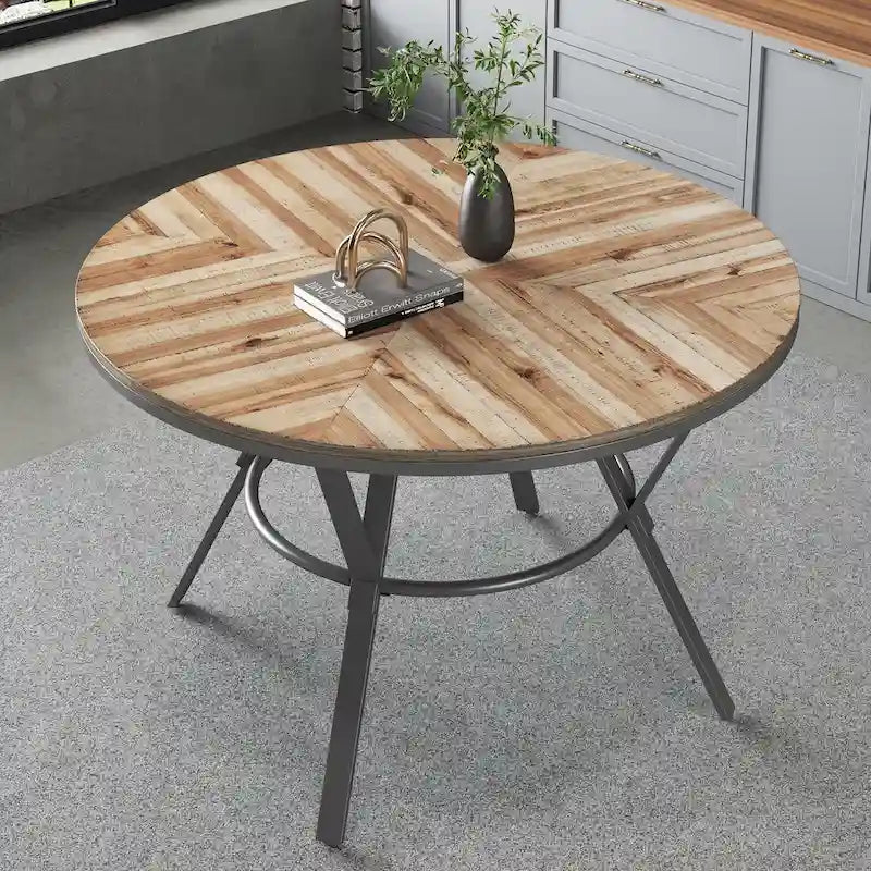 Indoor Dining Round Table With Metal Legs