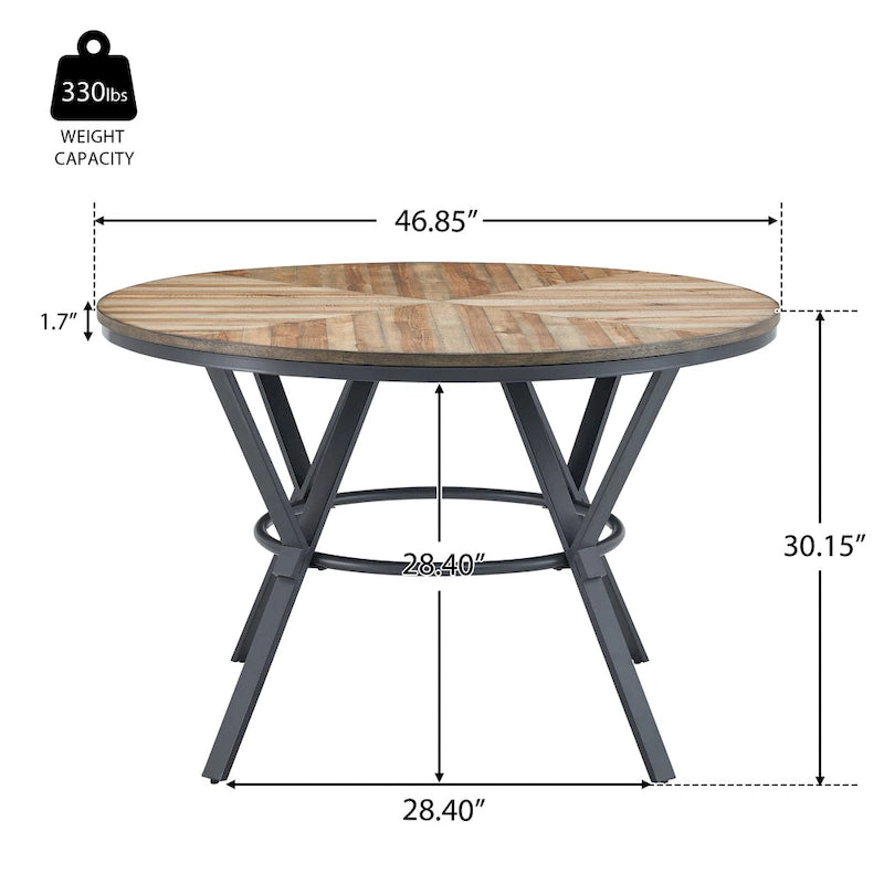 Indoor Dining Round Table With Metal Legs