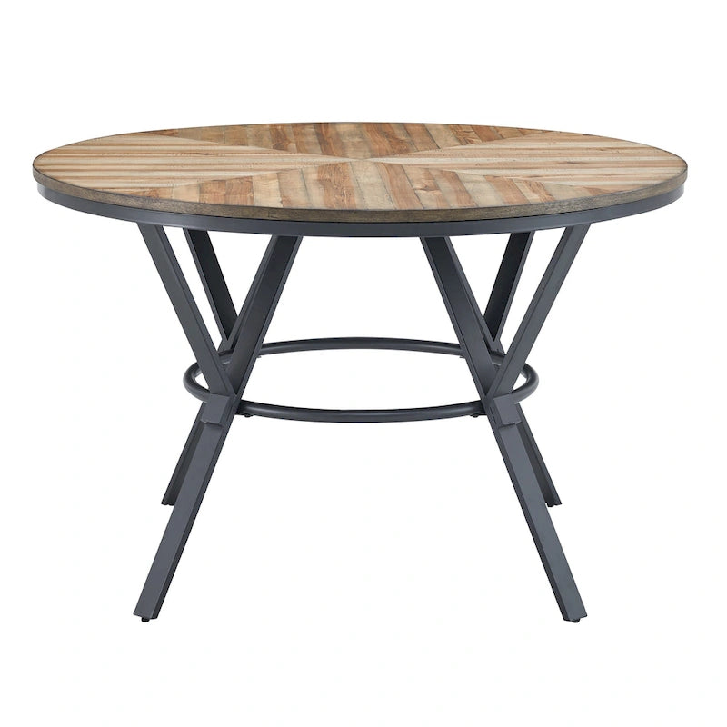 Table ronde de salle à manger d'intérieur avec pieds en métal
