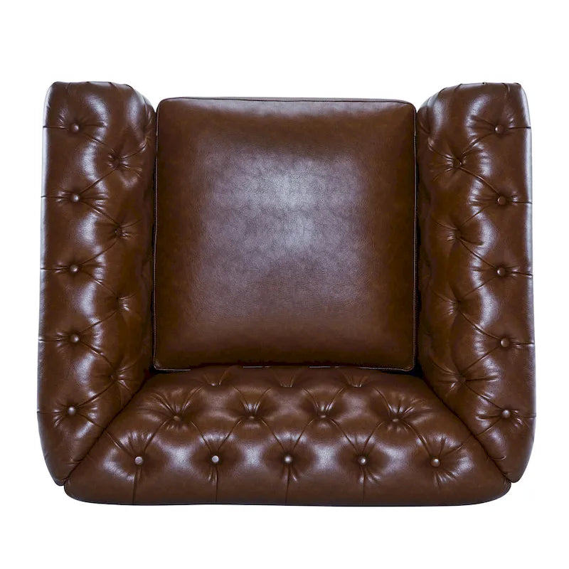 Chesterfield Swivel Club Chair with Deep Button Tufting and 360-Degree Rotation
