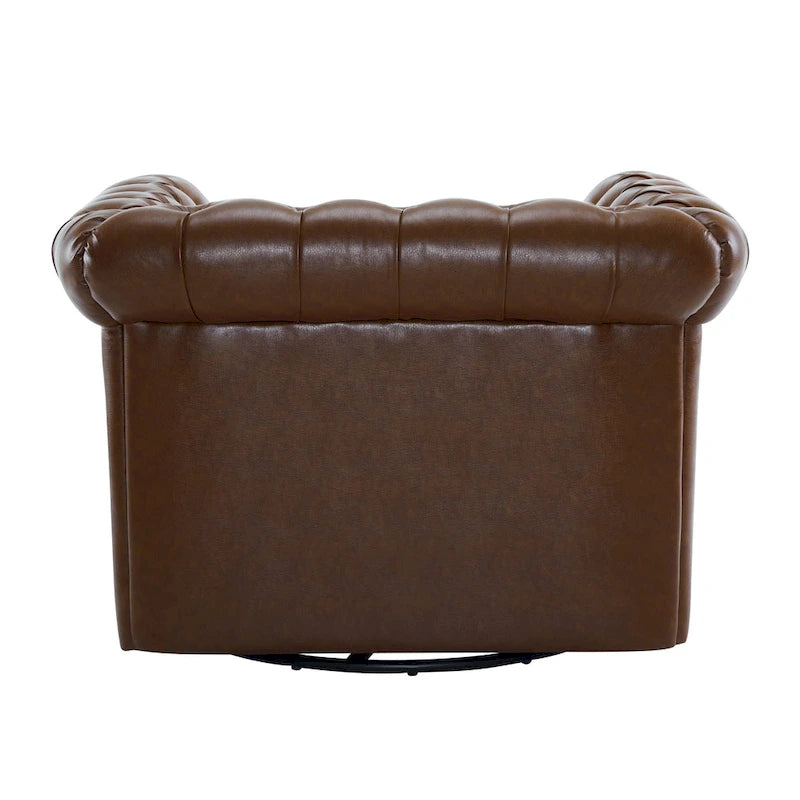 Chesterfield Swivel Club Chair with Deep Button Tufting and 360-Degree Rotation