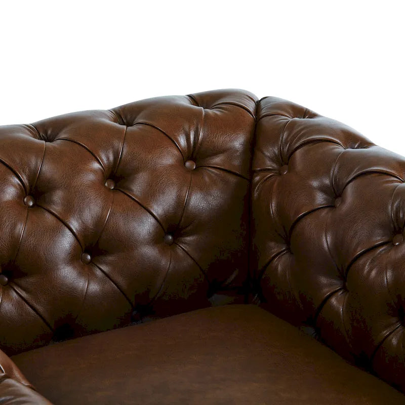 Chesterfield Swivel Club Chair with Deep Button Tufting and 360-Degree Rotation