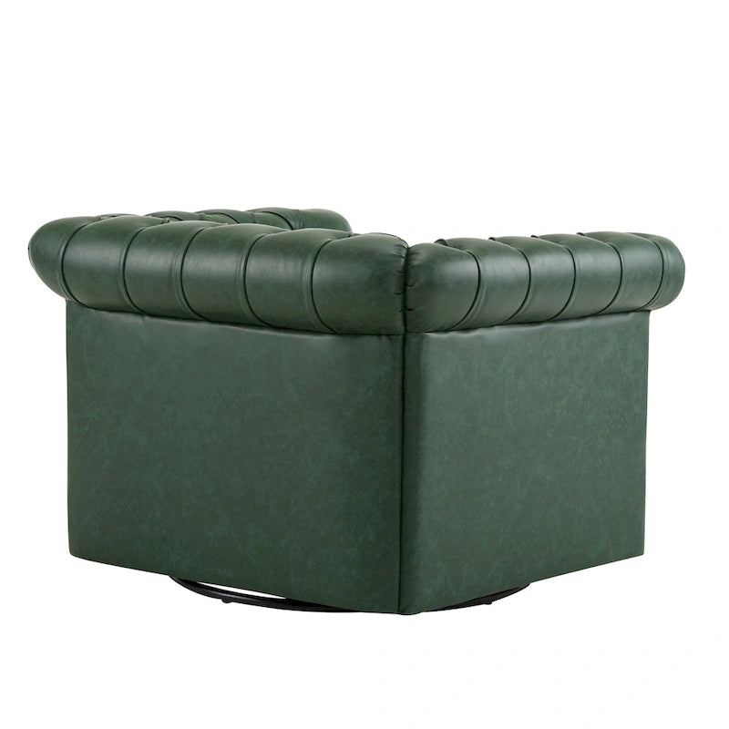 Chesterfield Swivel Club Chair with Deep Button Tufting and 360-Degree Rotation