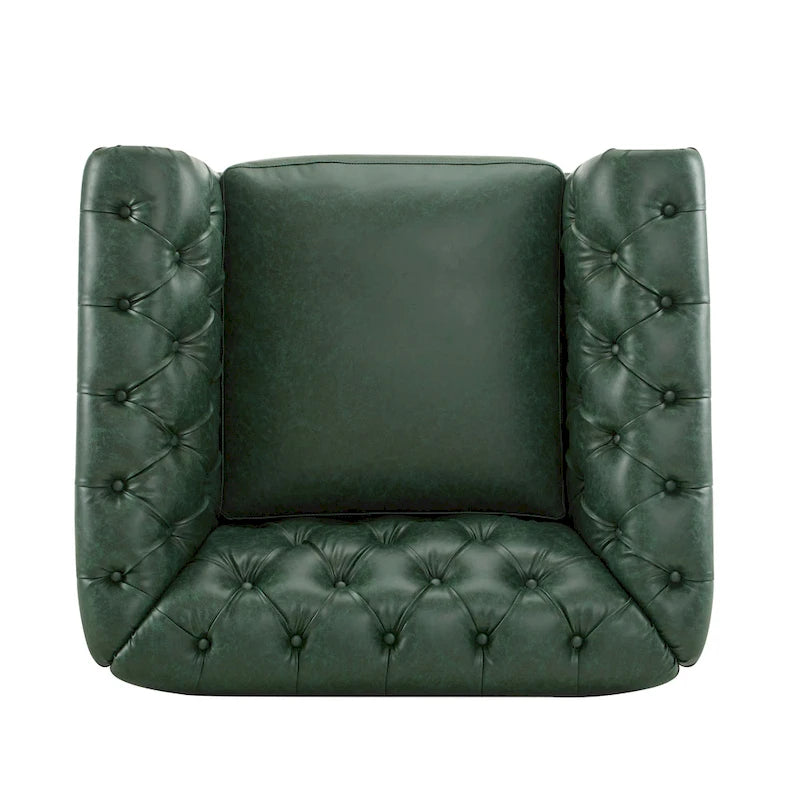 Chesterfield Swivel Club Chair with Deep Button Tufting and 360-Degree Rotation