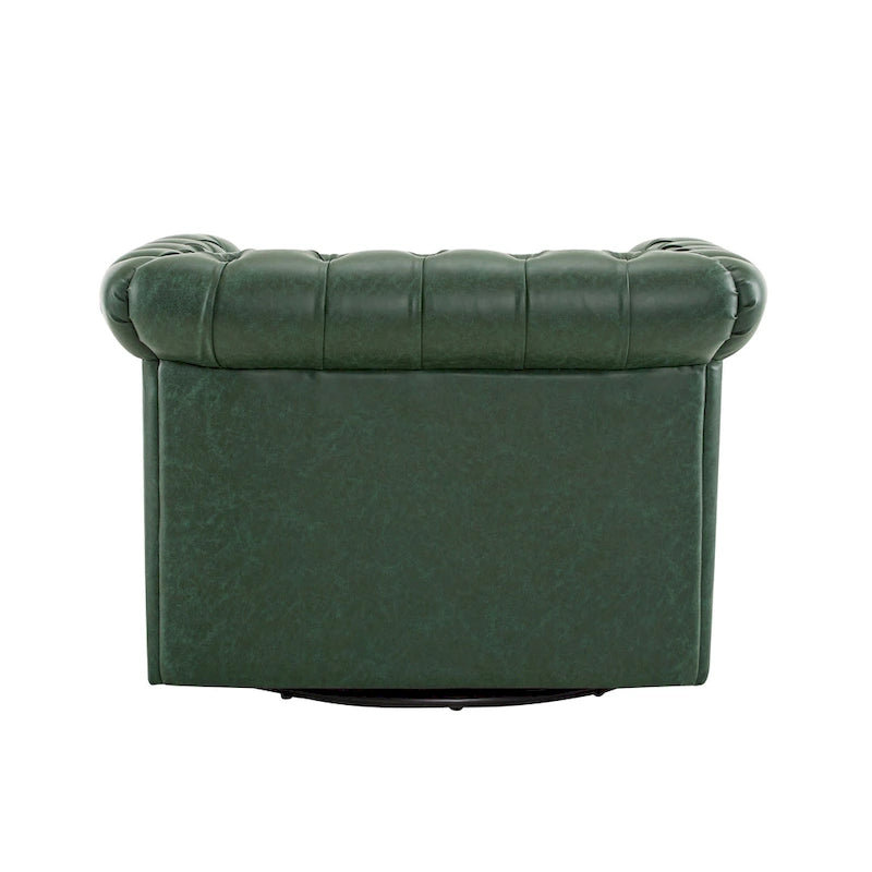 Chesterfield Swivel Club Chair with Deep Button Tufting and 360-Degree Rotation