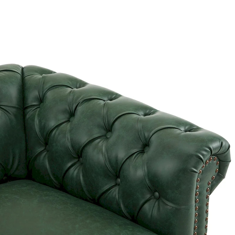 Chesterfield Swivel Club Chair with Deep Button Tufting and 360-Degree Rotation