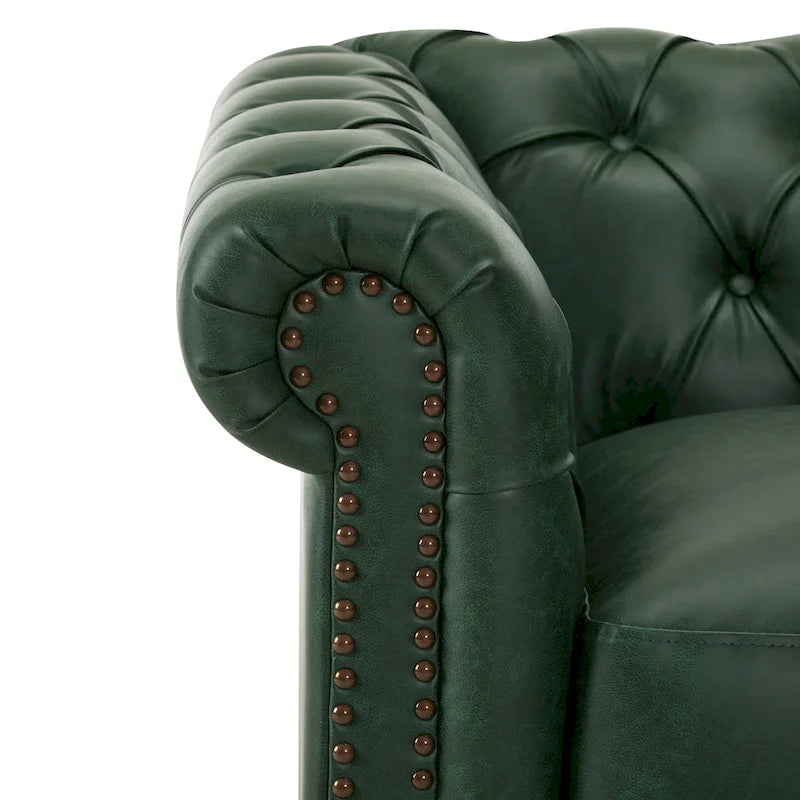 Chesterfield Swivel Club Chair with Deep Button Tufting and 360-Degree Rotation