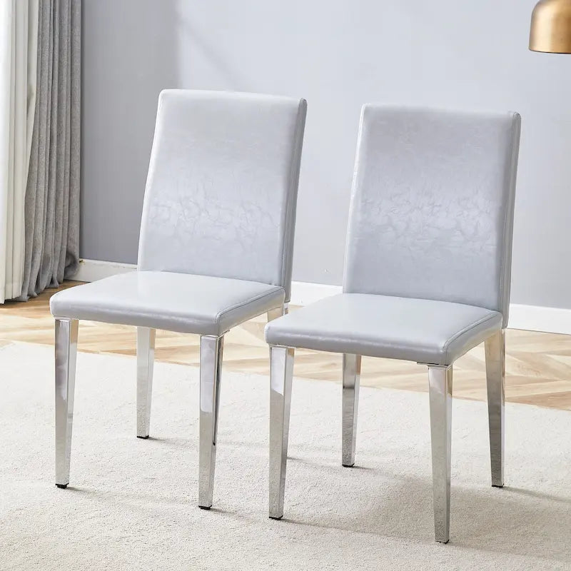 Set di 2 sedie da pranzo con schienale alto, rivestimento in similpelle PU, sedia decorativa laterale per soggiorno, struttura in metallo