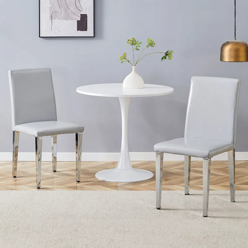 Set di 2 sedie da pranzo con schienale alto, rivestimento in similpelle PU, sedia decorativa laterale per soggiorno, struttura in metallo