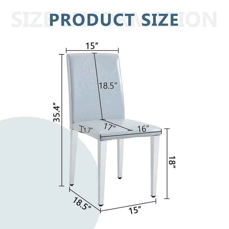 Set di 2 sedie da pranzo con schienale alto, rivestimento in similpelle PU, sedia decorativa laterale per soggiorno, struttura in metallo