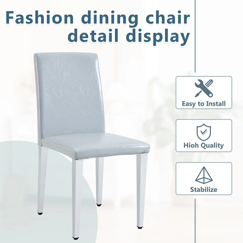 Set di 2 sedie da pranzo con schienale alto, rivestimento in similpelle PU, sedia decorativa laterale per soggiorno, struttura in metallo