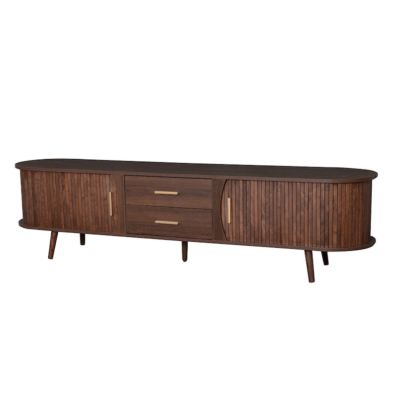 TV-Schrank im Mid-Century-Modern-Stil für 80-Zoll-Fernseher, Entertainment-Center mit Stauraum, Medienkonsolentisch mit 2 Schubladen