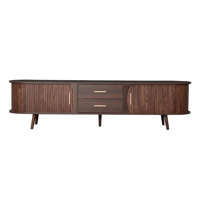 TV-Schrank im Mid-Century-Modern-Stil für 80-Zoll-Fernseher, Entertainment-Center mit Stauraum, Medienkonsolentisch mit 2 Schubladen