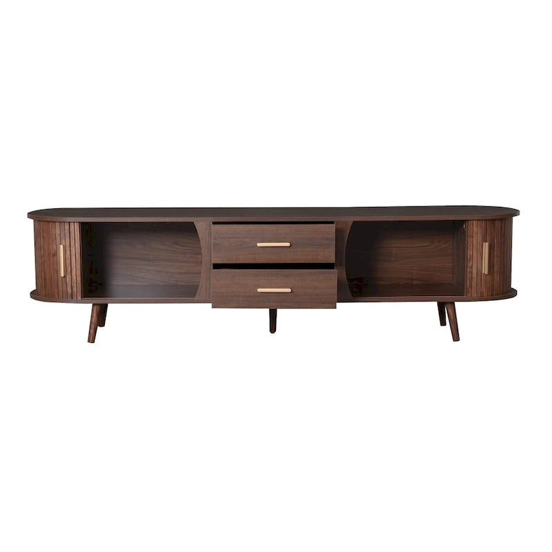 TV-Schrank im Mid-Century-Modern-Stil für 80-Zoll-Fernseher, Entertainment-Center mit Stauraum, Medienkonsolentisch mit 2 Schubladen