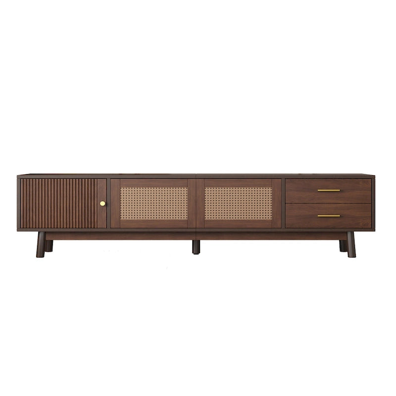 TV-Schrank im Mid-Century-Modern-Stil für 80-Zoll-Fernseher, Entertainment-Center mit Stauraum, Medienkonsolentisch mit 2 Schubladen