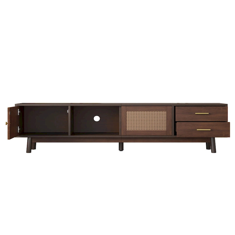 TV-Schrank im Mid-Century-Modern-Stil für 80-Zoll-Fernseher, Entertainment-Center mit Stauraum, Medienkonsolentisch mit 2 Schubladen