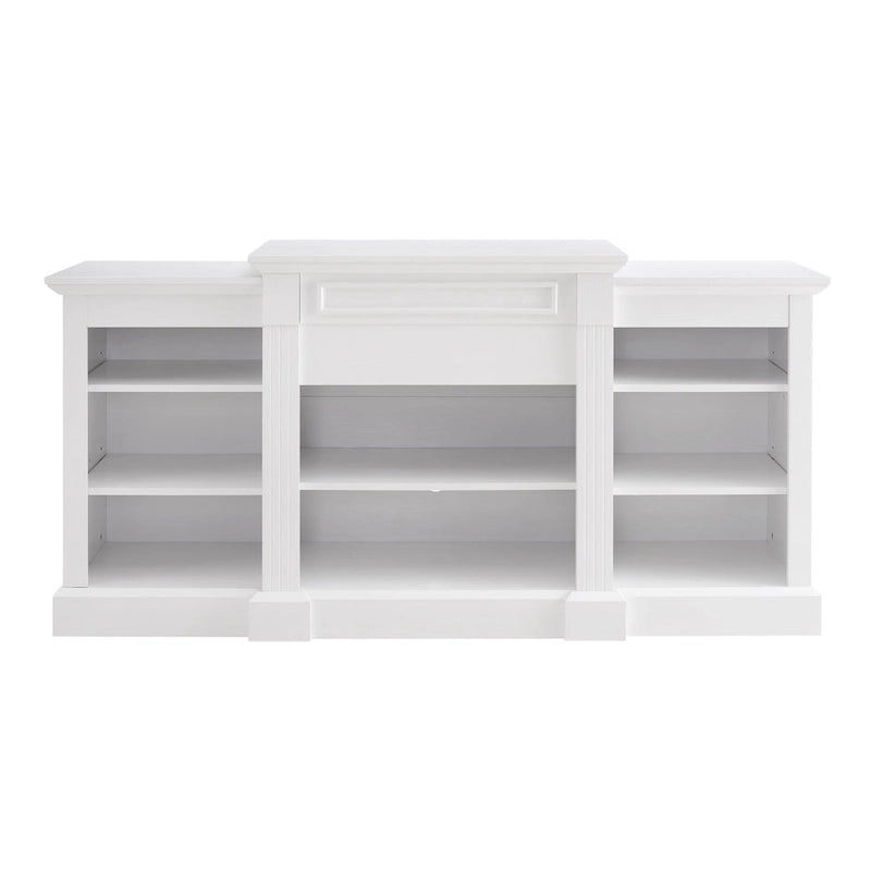 White 66 TV Stand with Large Cabinet & Adjustable Shelves for TVs Up to 65