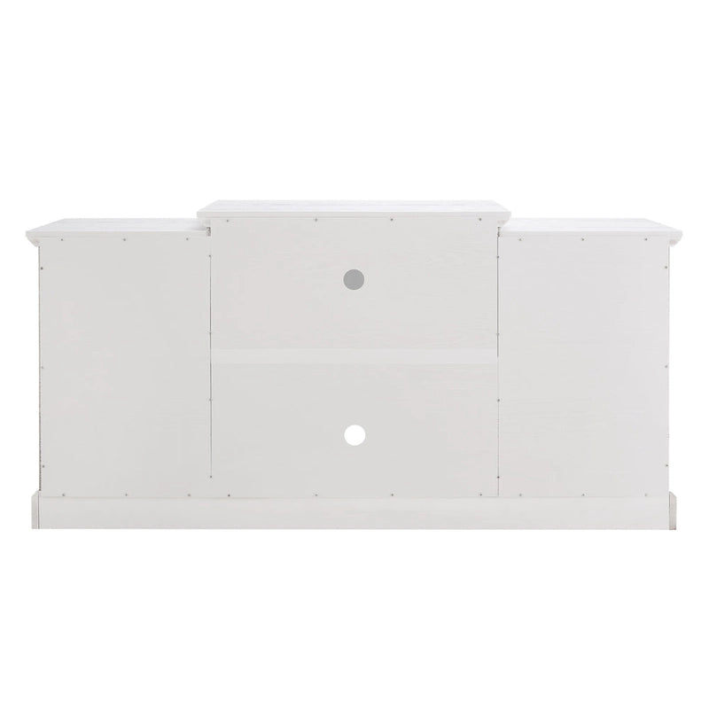 White 66 TV Stand with Large Cabinet & Adjustable Shelves for TVs Up to 65