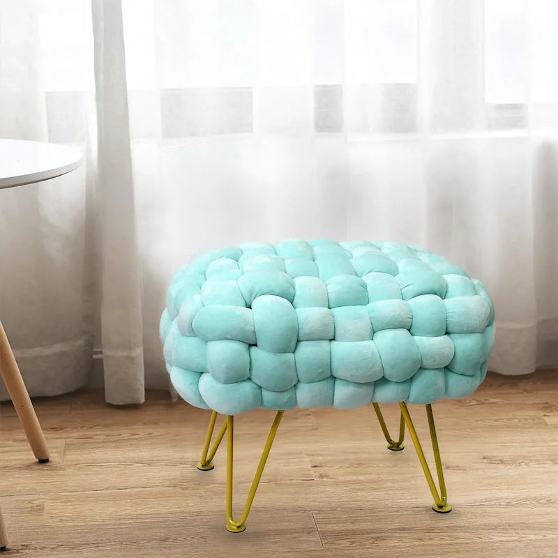 Pouf ottomano a panca in velluto rivestito in morbida pelliccia sintetica, 27x20x20 pollici
