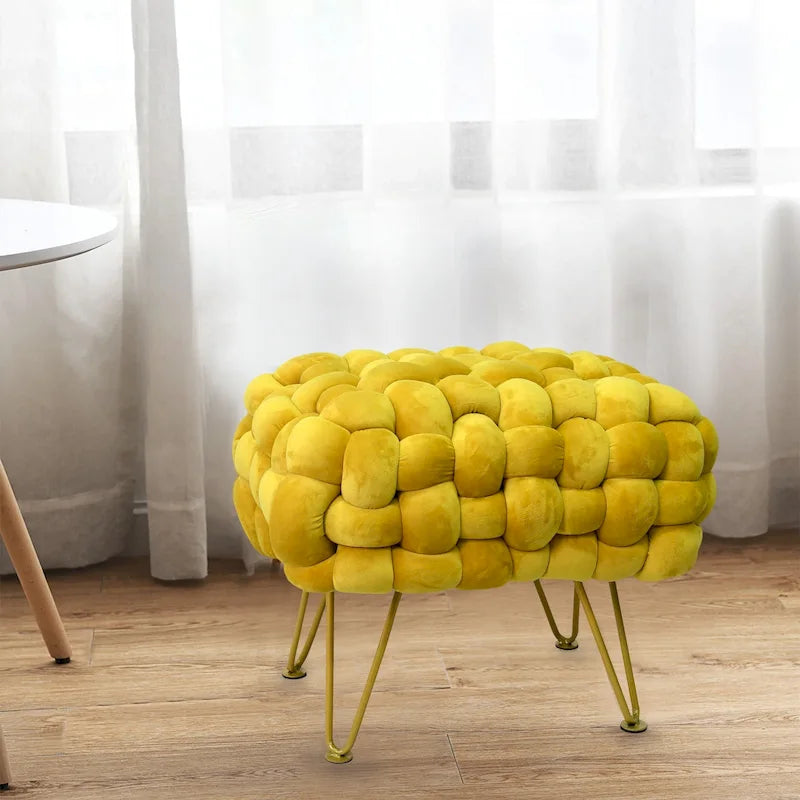 Pouf ottomano a panca in velluto rivestito in morbida pelliccia sintetica, 27x20x20 pollici