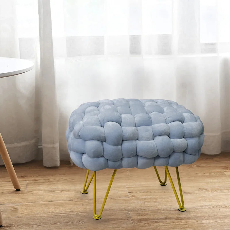 Pouf ottomano a panca in velluto rivestito in morbida pelliccia sintetica, 27x20x20 pollici