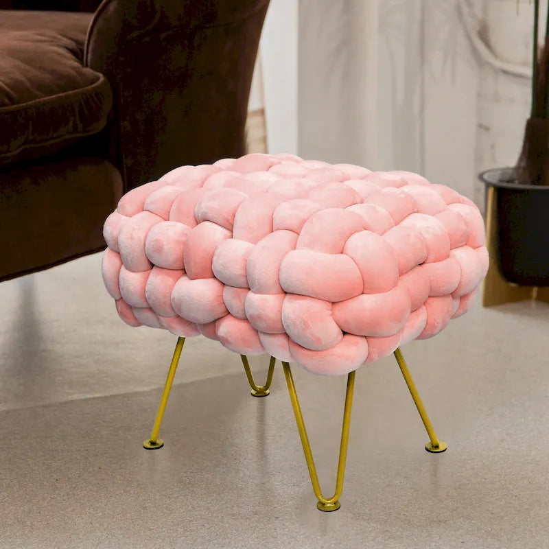 Pouf ottomano a panca in velluto rivestito in morbida pelliccia sintetica, 27x20x20 pollici