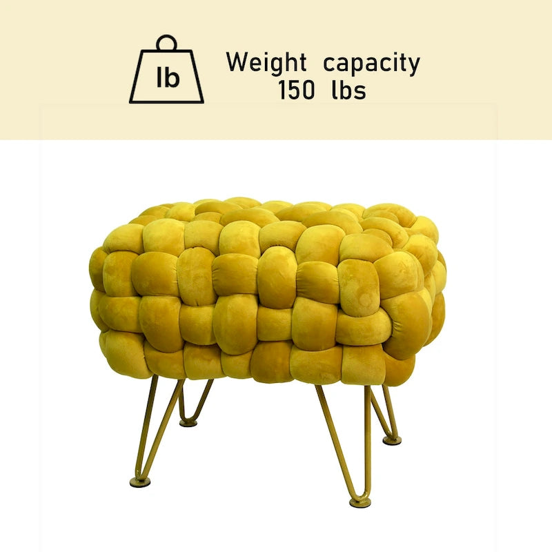 Pouf ottomano a panca in velluto rivestito in morbida pelliccia sintetica, 27x20x20 pollici
