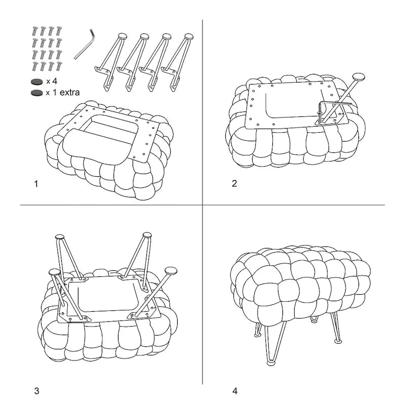 Pouf ottomano a panca in velluto rivestito in morbida pelliccia sintetica, 27x20x20 pollici