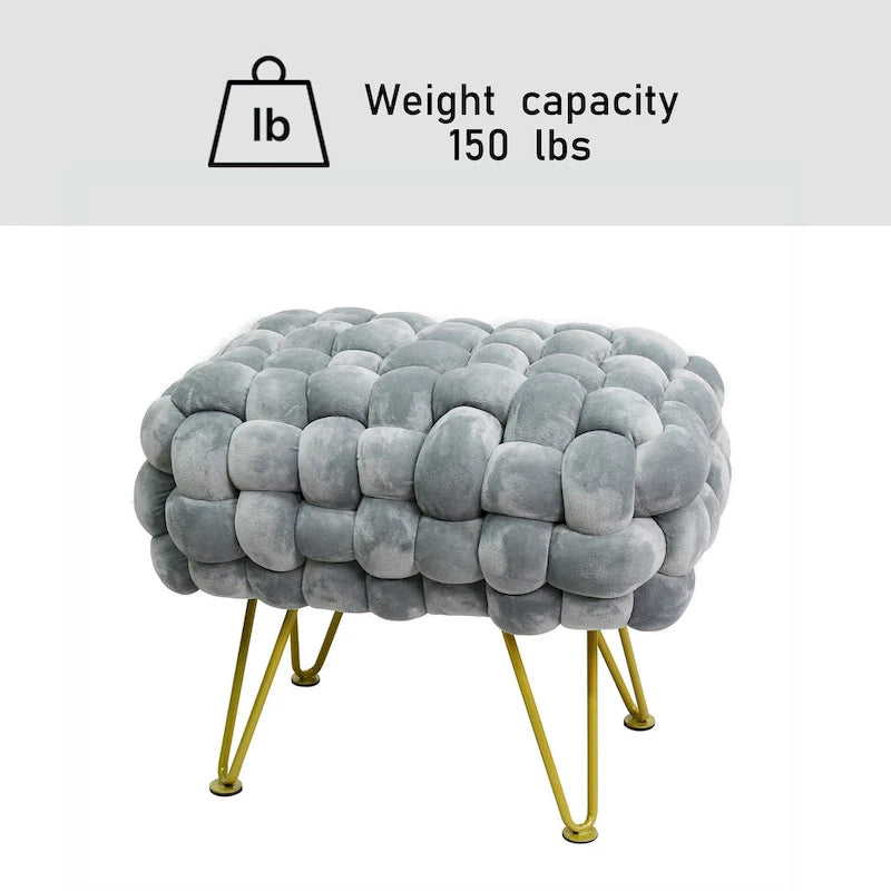 Pouf ottomano a panca in velluto rivestito in morbida pelliccia sintetica, 27x20x20 pollici