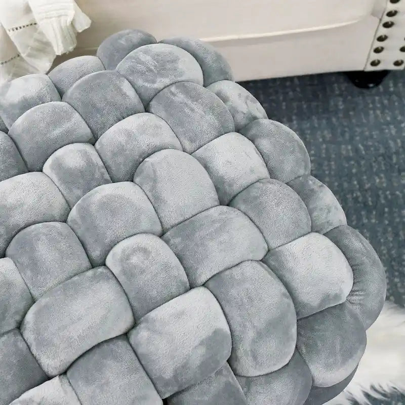 Pouf ottomano a panca in velluto rivestito in morbida pelliccia sintetica, 27x20x20 pollici