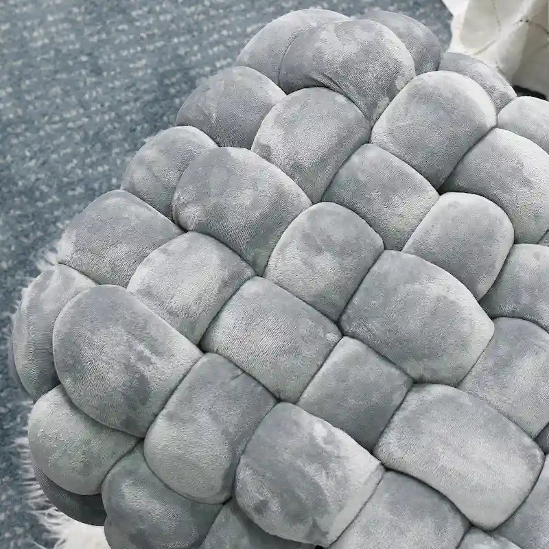 Pouf ottomano a panca in velluto rivestito in morbida pelliccia sintetica, 27x20x20 pollici