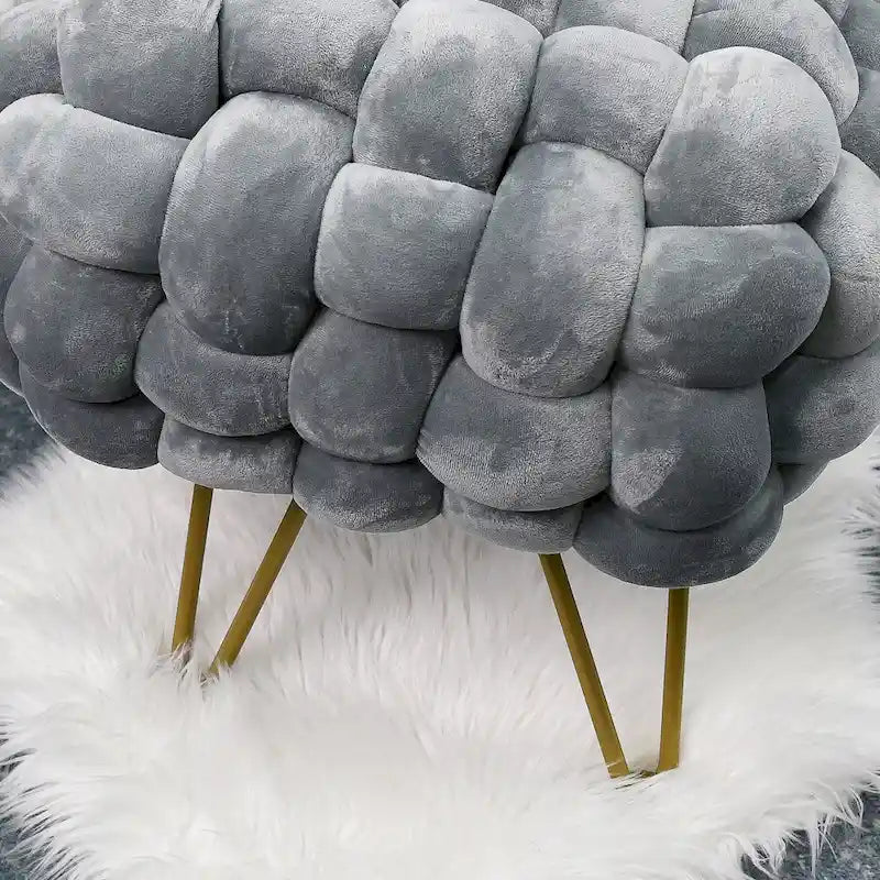 Pouf ottomano a panca in velluto rivestito in morbida pelliccia sintetica, 27x20x20 pollici