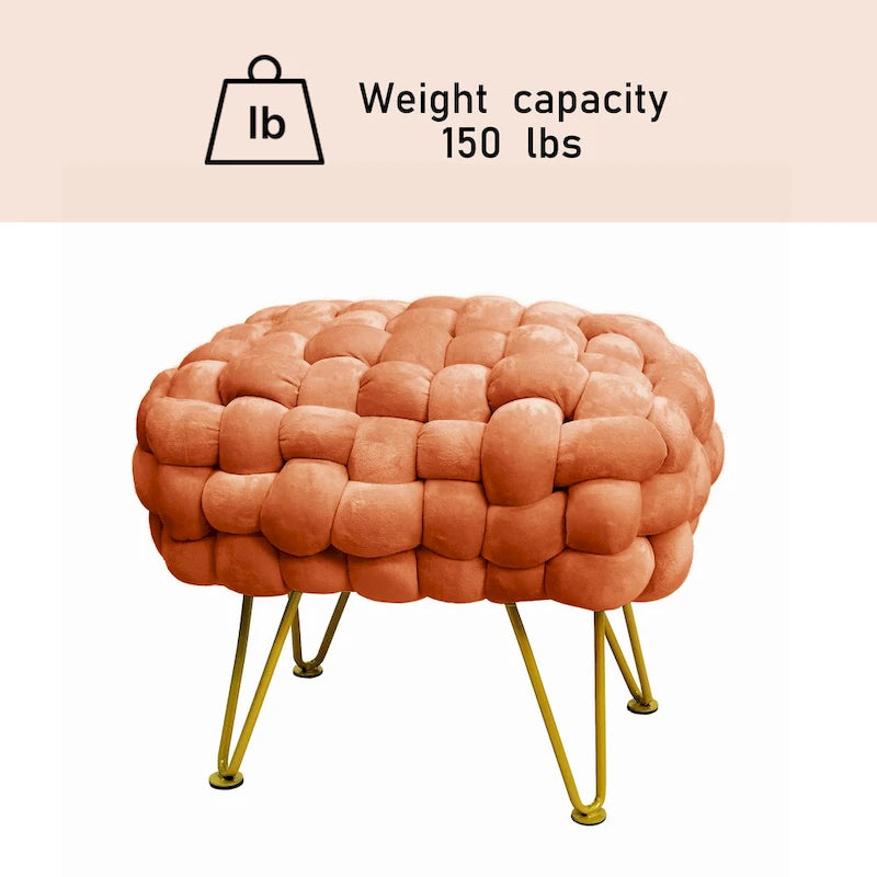 Pouf ottomano a panca in velluto rivestito in morbida pelliccia sintetica, 27x20x20 pollici