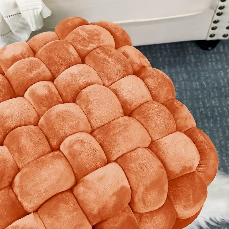Pouf ottomano a panca in velluto rivestito in morbida pelliccia sintetica, 27x20x20 pollici