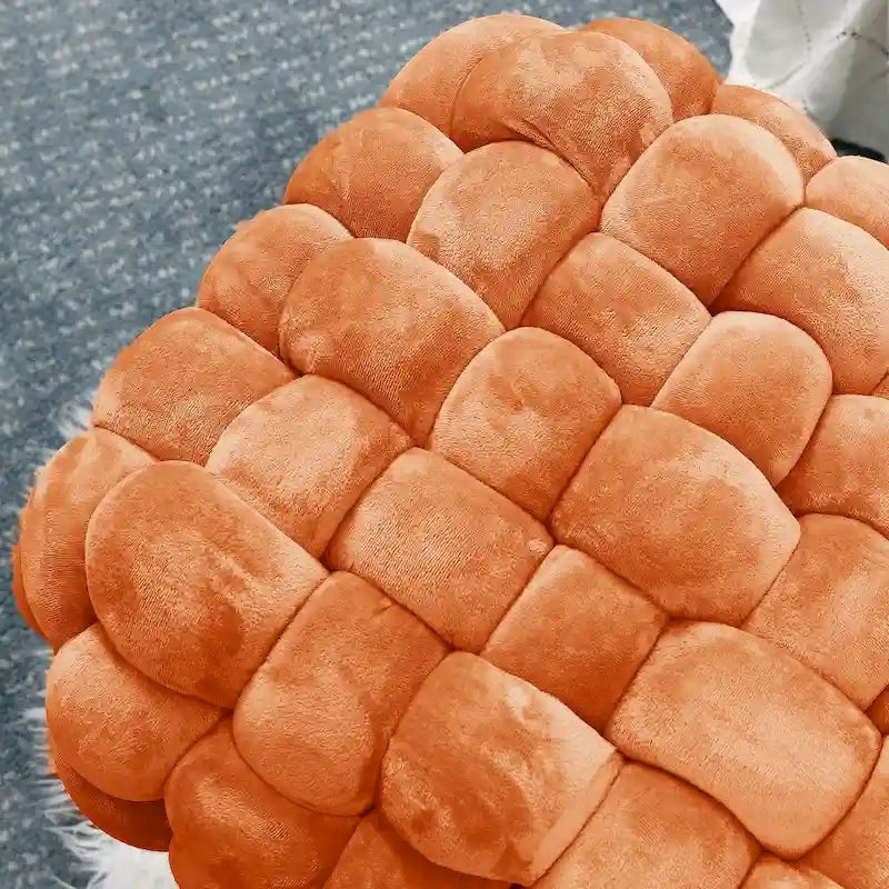 Pouf ottomano a panca in velluto rivestito in morbida pelliccia sintetica, 27x20x20 pollici