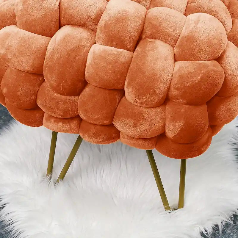 Pouf ottomano a panca in velluto rivestito in morbida pelliccia sintetica, 27x20x20 pollici