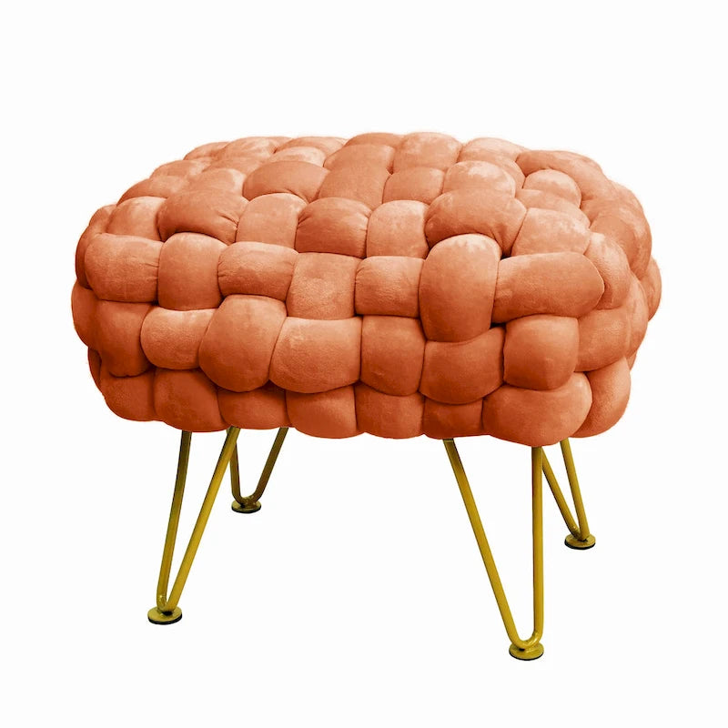 Pouf ottomano a panca in velluto rivestito in morbida pelliccia sintetica, 27x20x20 pollici