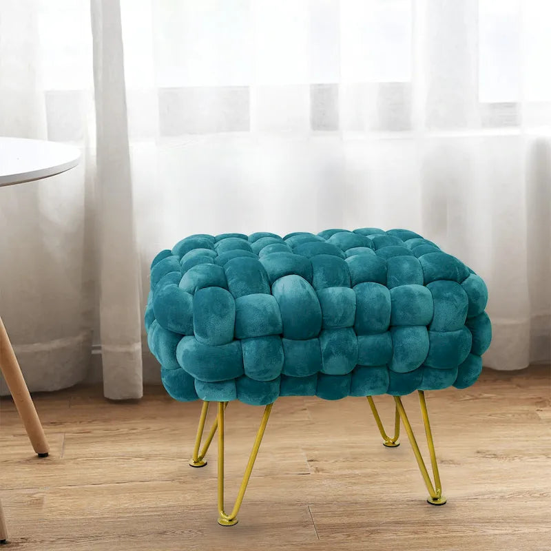 Pouf ottomano a panca in velluto rivestito in morbida pelliccia sintetica, 27x20x20 pollici