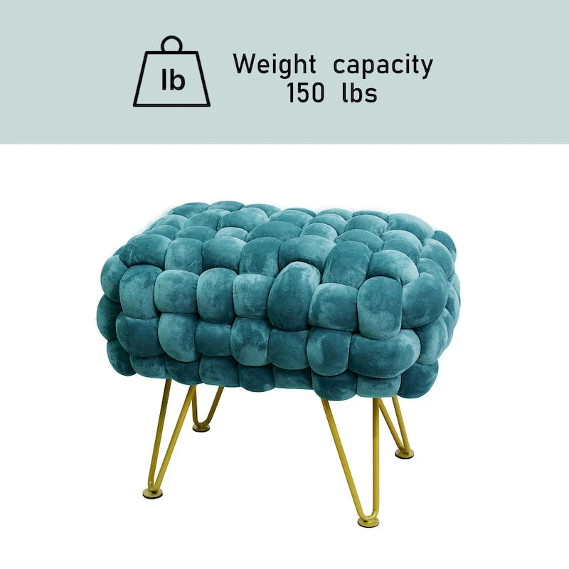 Pouf ottomano a panca in velluto rivestito in morbida pelliccia sintetica, 27x20x20 pollici