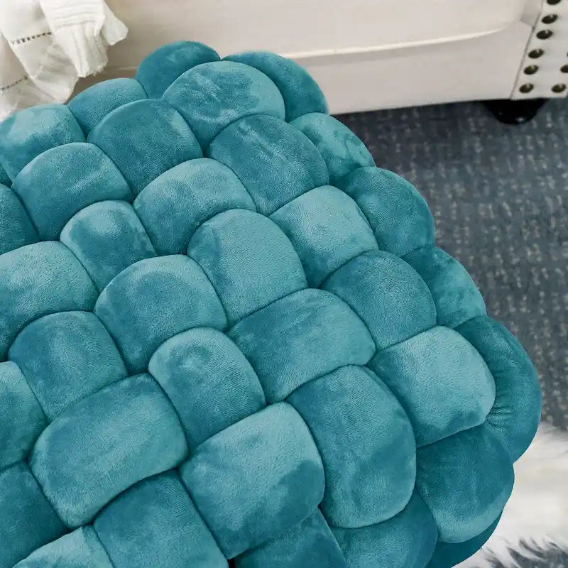 Pouf ottomano a panca in velluto rivestito in morbida pelliccia sintetica, 27x20x20 pollici