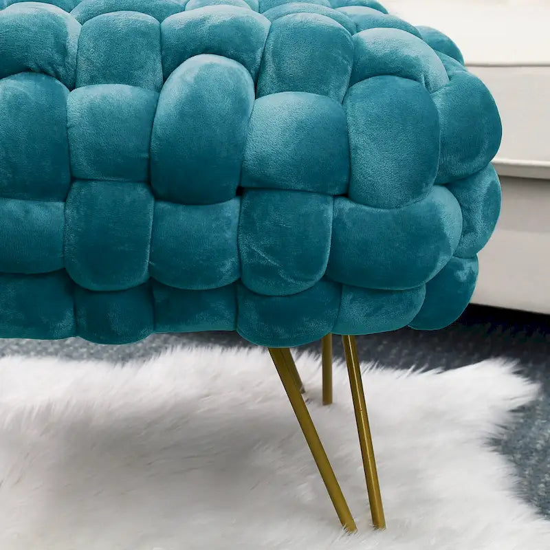Pouf ottomano a panca in velluto rivestito in morbida pelliccia sintetica, 27x20x20 pollici