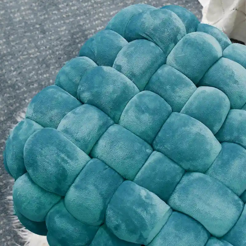 Pouf ottomano a panca in velluto rivestito in morbida pelliccia sintetica, 27x20x20 pollici