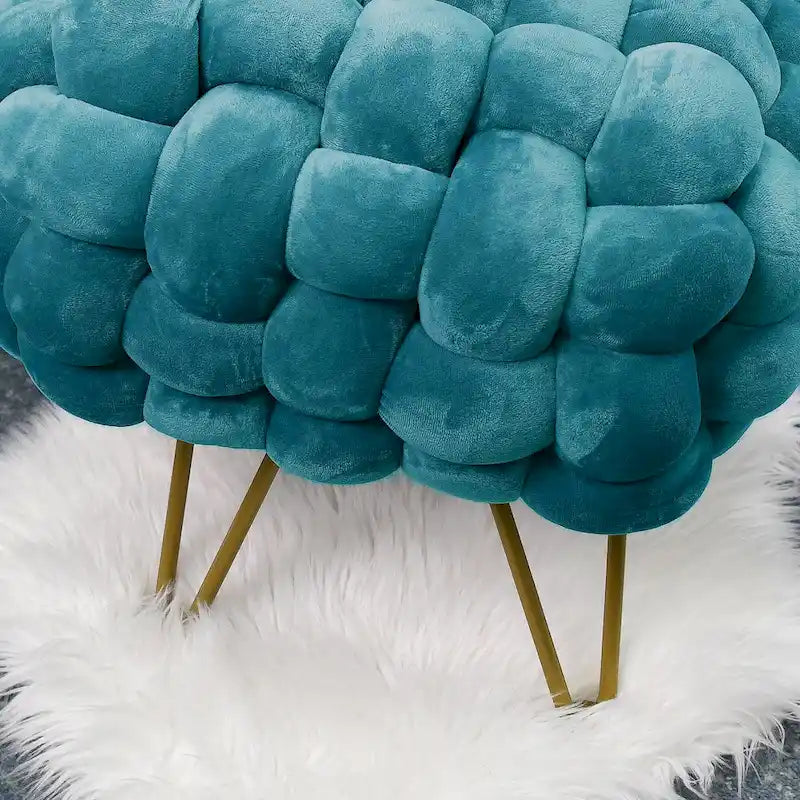 Pouf ottomano a panca in velluto rivestito in morbida pelliccia sintetica, 27x20x20 pollici